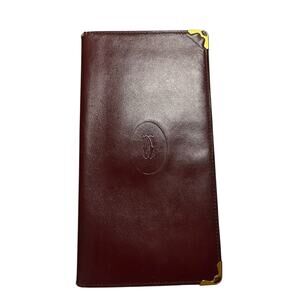 CARTIER  Must de Cartier CC Embossed Leather Bifold Wallet Burgundy Red France